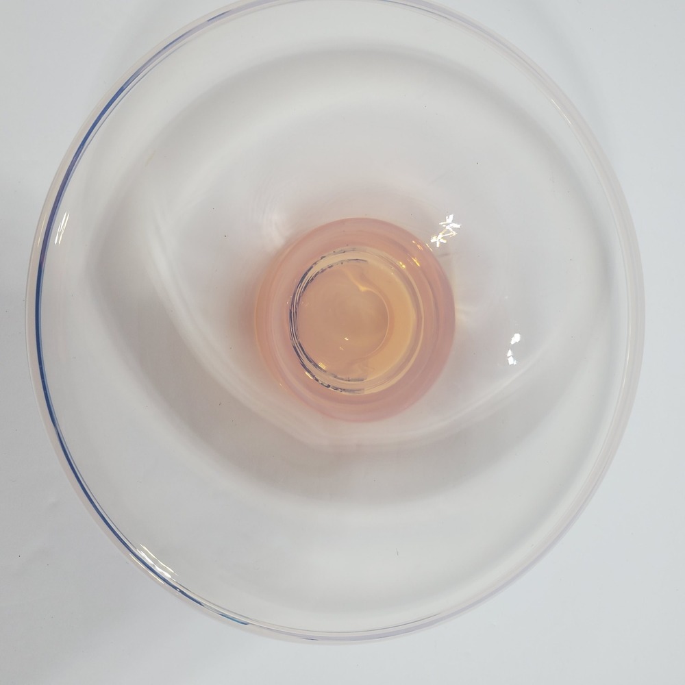 Pink Depression Glass Bowl Small 7 1/4" Wide 1 1/16 High Pink Iridescent Rim